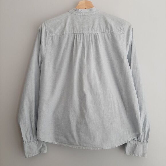 LEVI'S 100% Cotton Bow Neck Tie Button Down Top Pinstripe Sz M - Picture 10 of 16